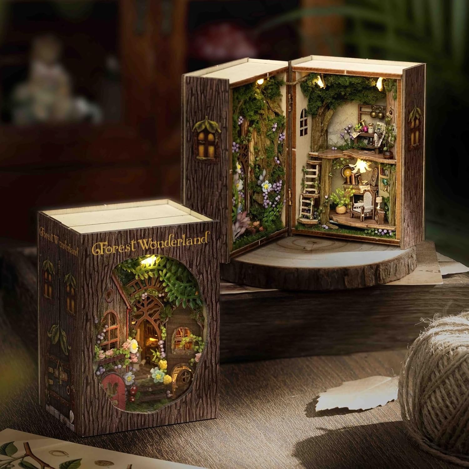 DIY Miniature House Kit, CUTEROOM Mini House Kit for Adult to Build, Wooden Dollhouse Making Kit with Furniture, Christmas Birthday Gifts