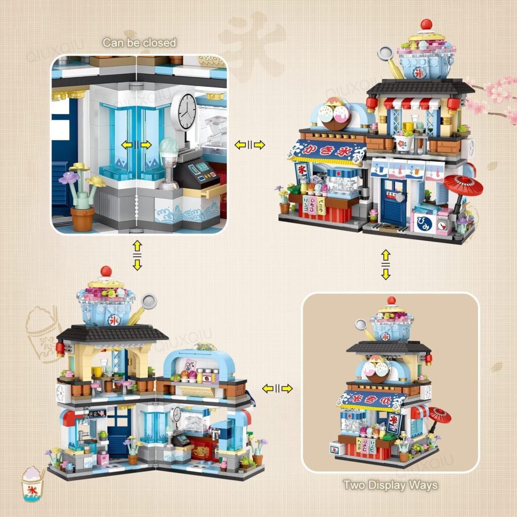 Japanese Street View Building Kits, 790 PCS Modular House Building Set Mini DIY Building Model Set, Architecture Modular Construction Set
