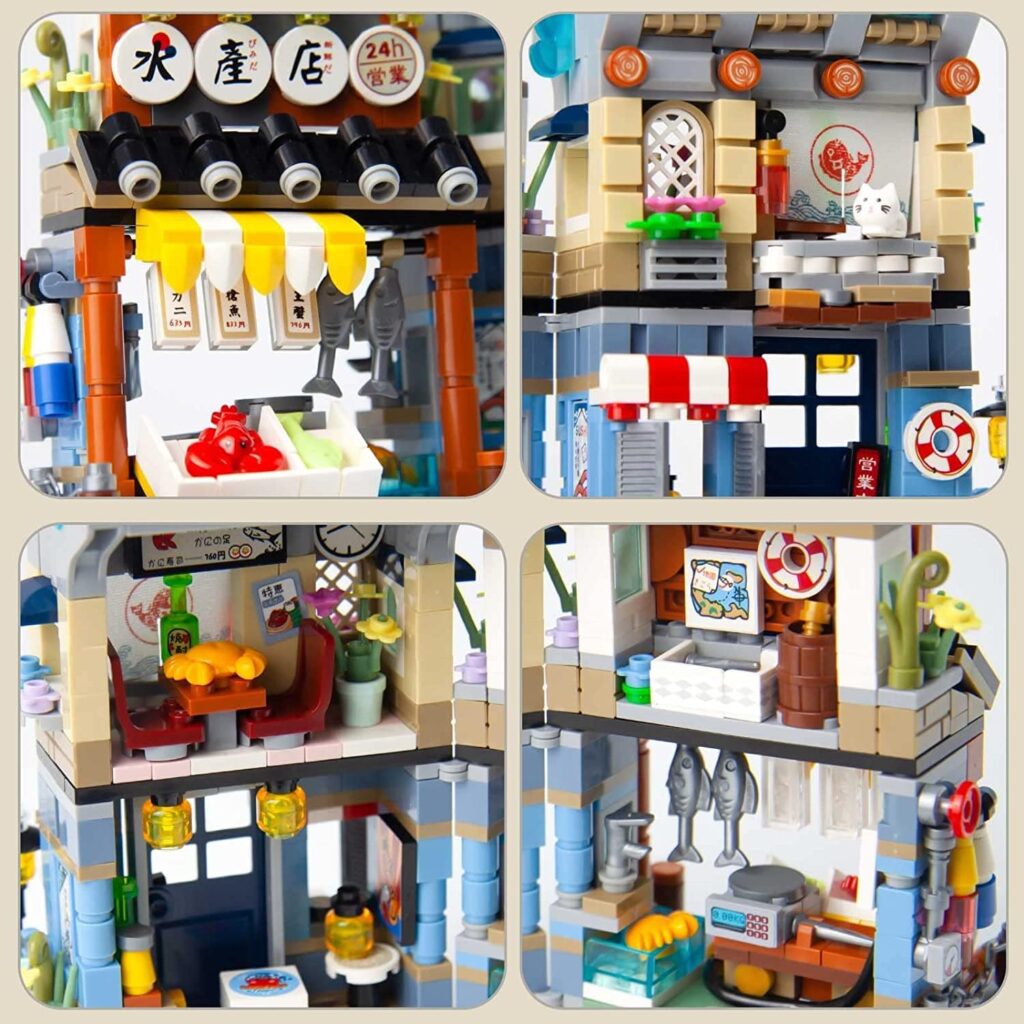 Japanese Street View Building Kits, 790 PCS Modular House Building Set Mini DIY Building Model Set, Architecture Modular Construction Set