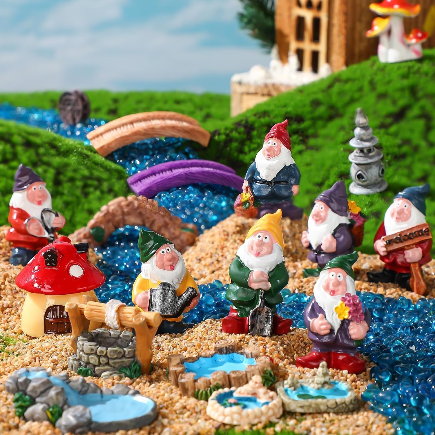 Old House Miniature Fairy Garden Stone House, Resin Village House Fairy Garden Kits Figurines, Mini Fairy Cottage House Fairy Garden Kits Dollhouse Supplies DIY Outdoor Decorations, Plant Pot Micro