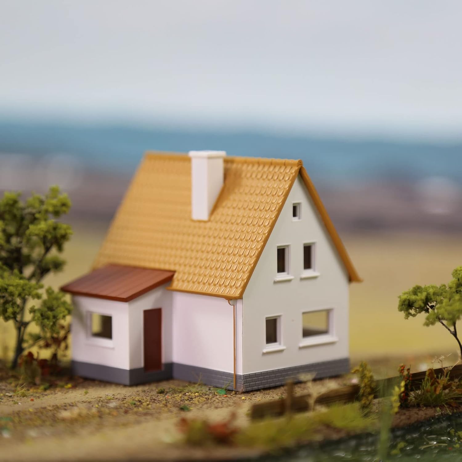 One Set N Scale 1:160 Model Village House Assembled Model Architectural Building Layout JZN03B