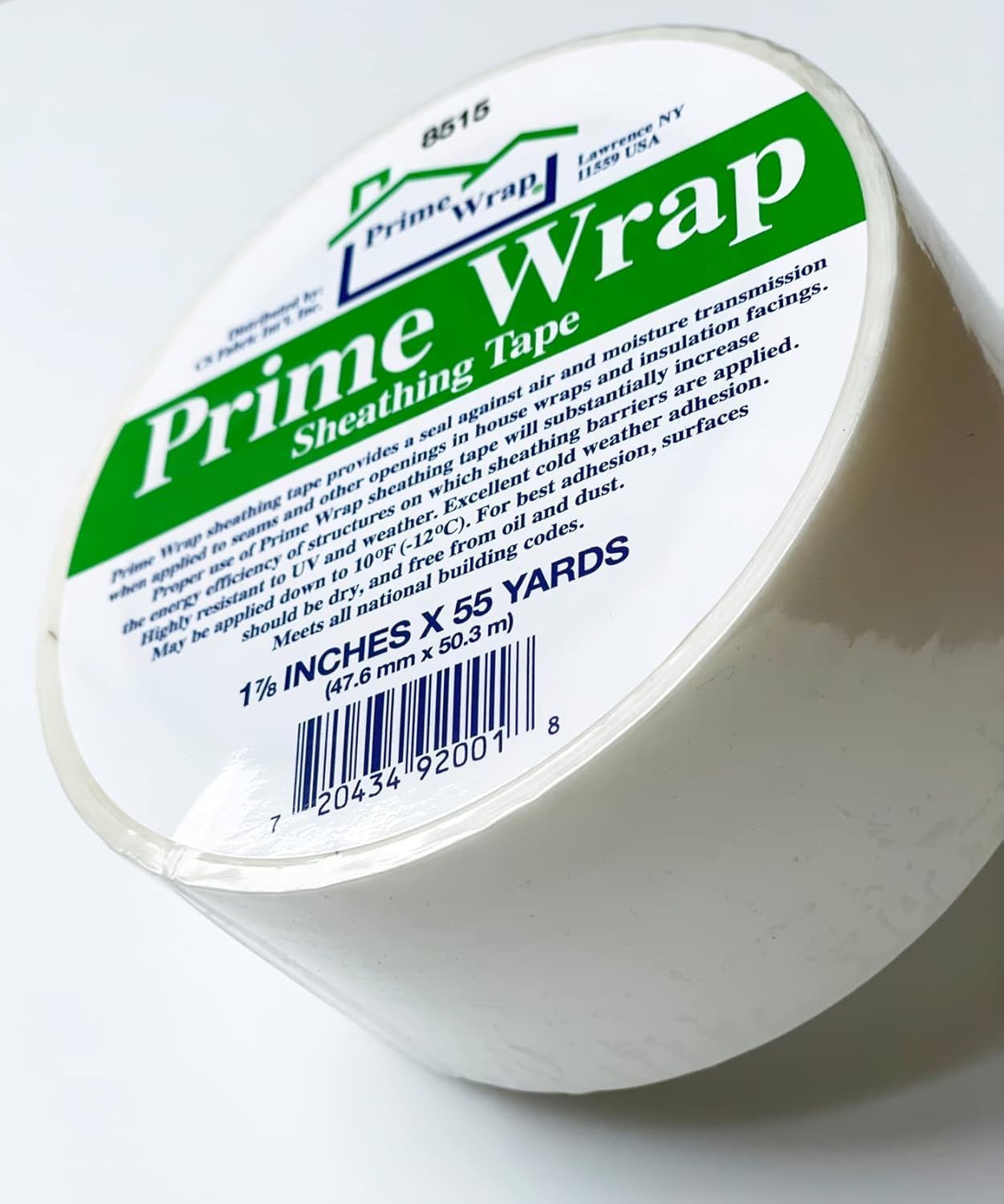 Prime Wrap PRTAPE 17855 Sheathing Tape, 1-7/8-Inch x 55-Yard, White for Home Construction, Protection, Building, Sealing