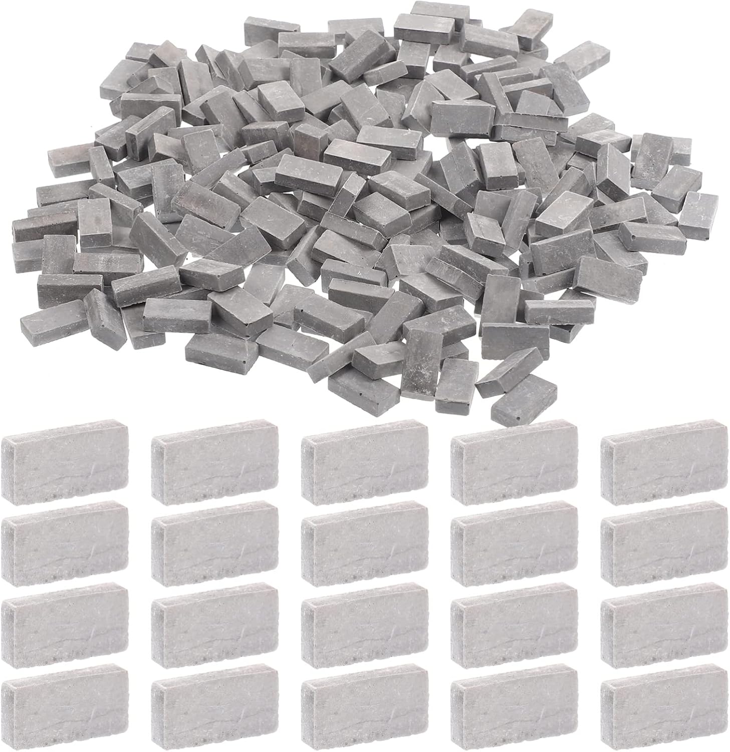 Vaguelly 80 PCS Mini Bricks Roof Tiles, 1:16 Tiny Red Bricks Miniature Model Cement Bricks Set, Stone Dollhouse/Railway/Landscaping Building Set, 17 x 16 x 2mm