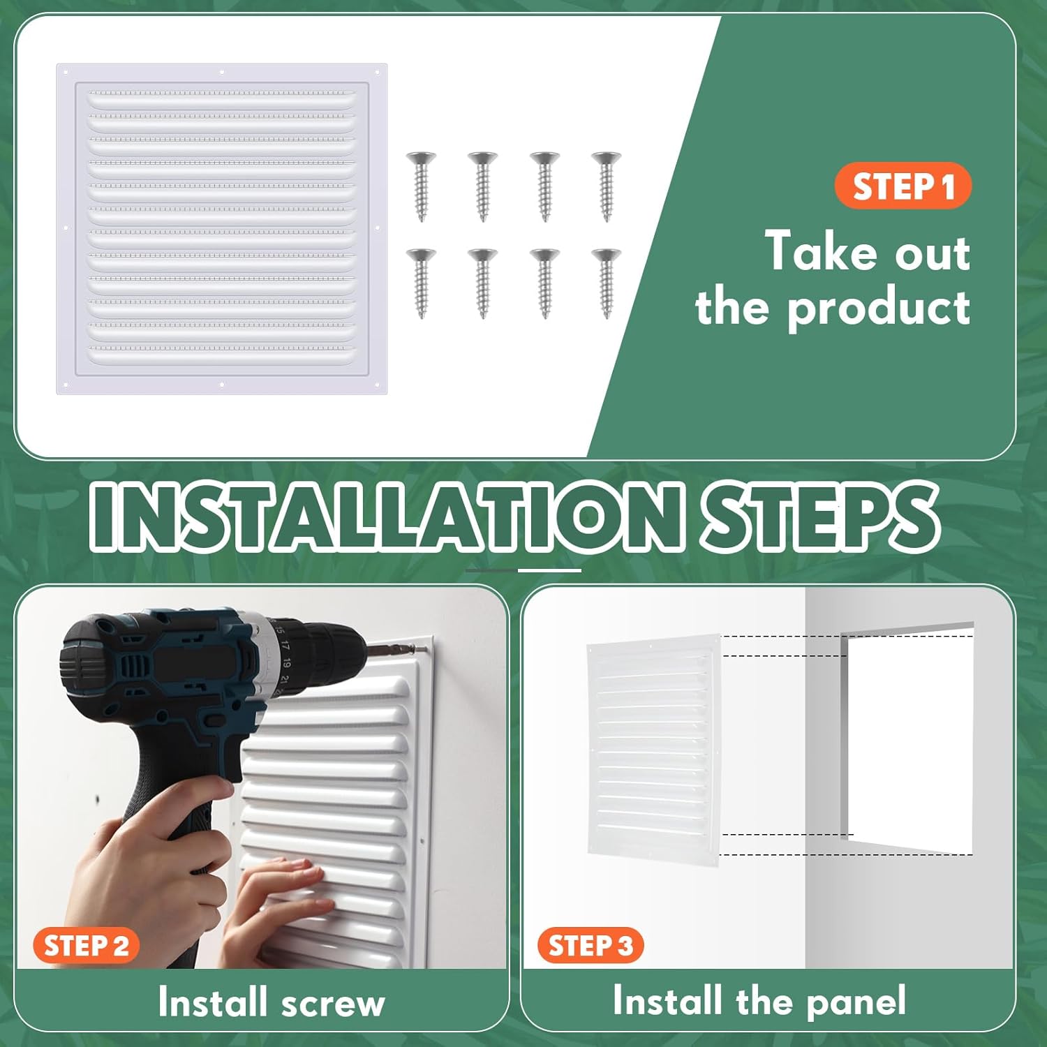2 Pcs 12 x 12 Inch Aluminum Attic Vents Metal Gable Wall Shed Vent with Screen Mesh Square Louver Grille for Exterior Door House Attic Garage Ceiling