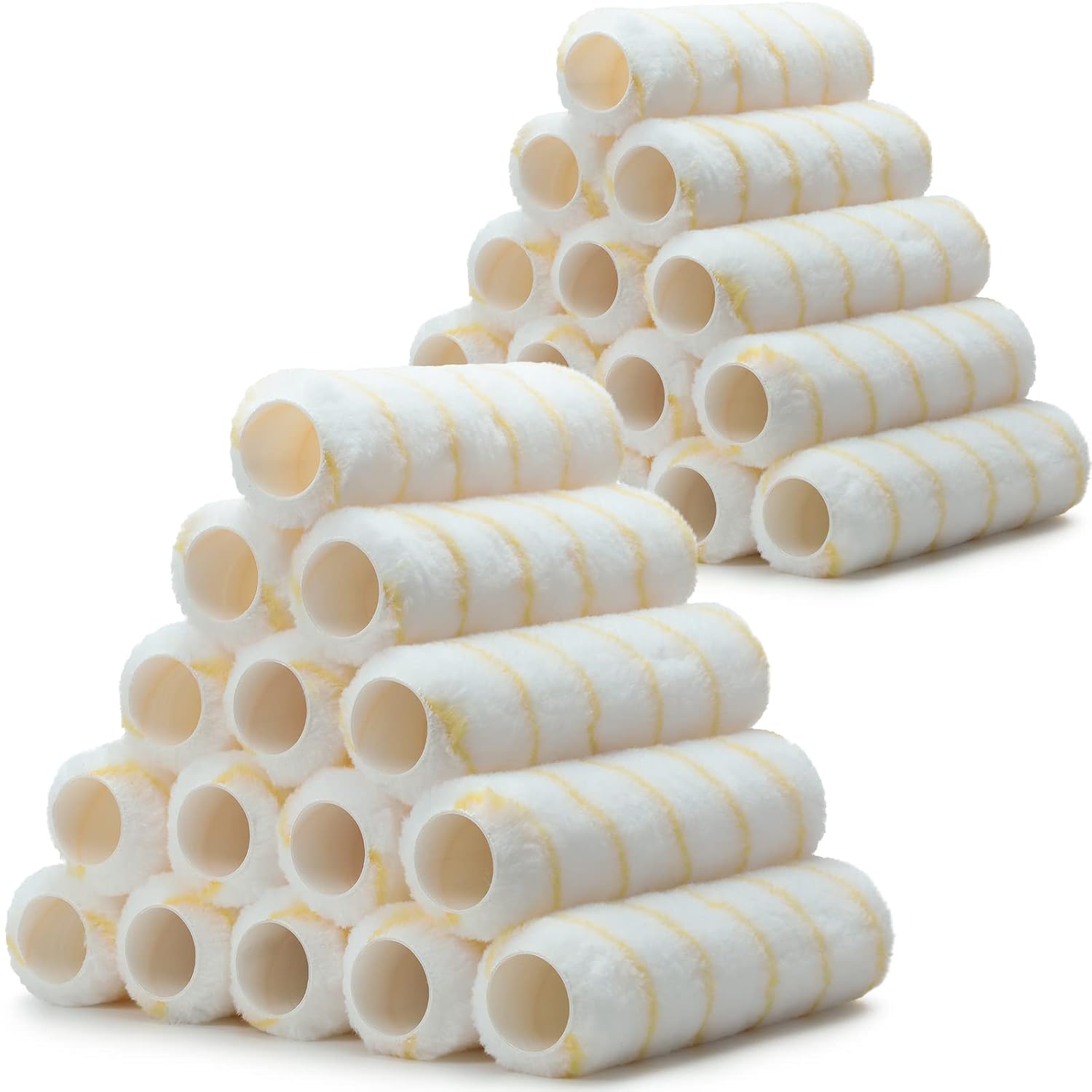 24 Pack Paint Roller Covers 9 x 1/2 Inch Microfiber Paint Roller Covers Large Polyester Naps for Painting Walls Ceilings Home Painting Supplies (Yellow,White)