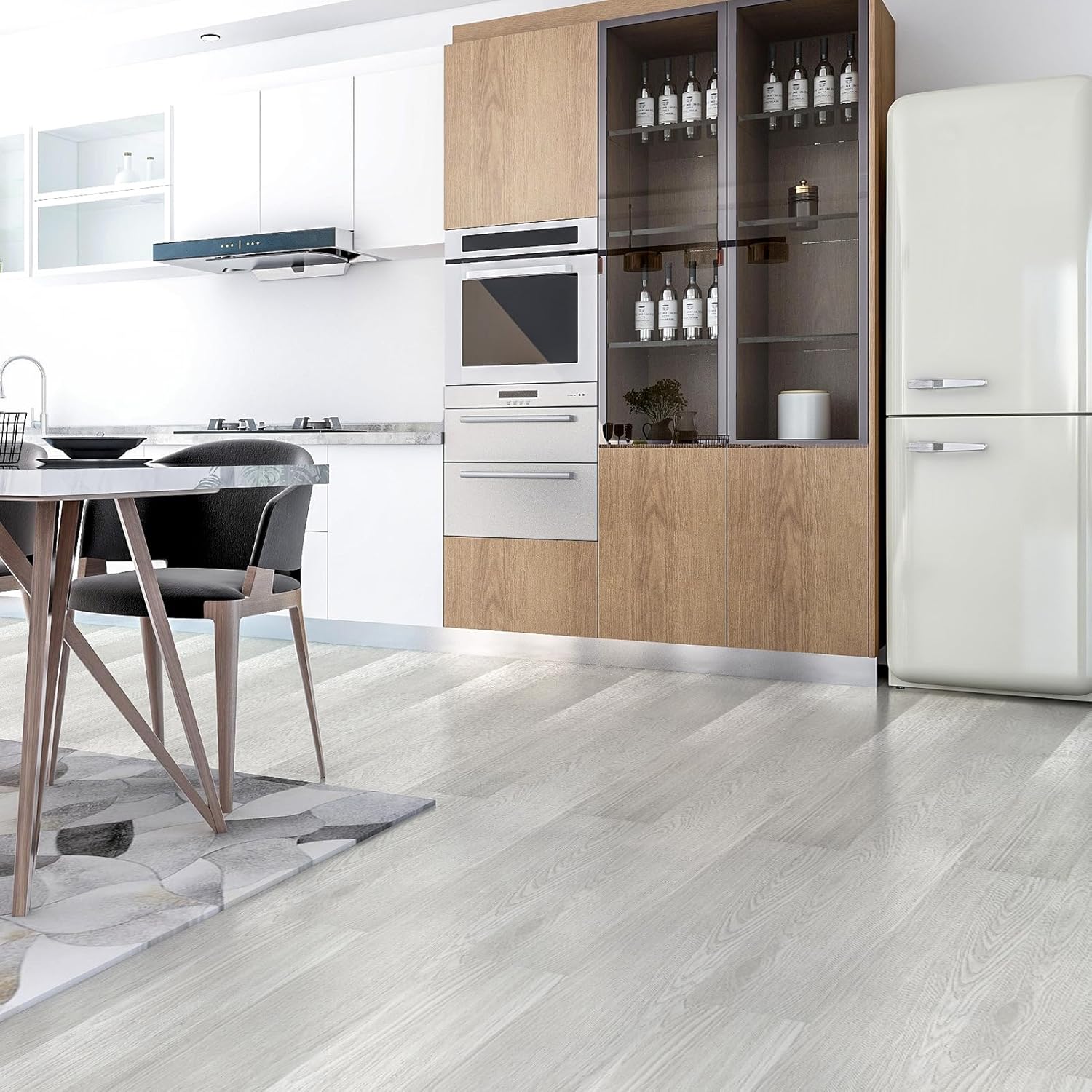 Art3d Peel and Stick Floor Tile Vinyl Wood Plank 36-Pack 54 Sq.Ft, Deep Gray, Rigid Surface Hard Core Easy DIY Self-Adhesive Flooring