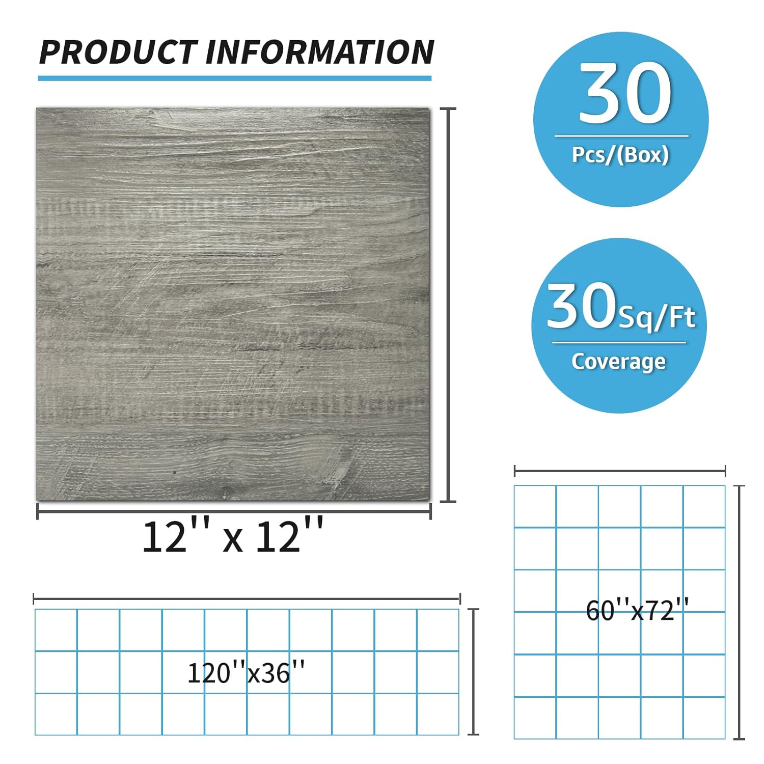 Art3d Peel and Stick Vinyl Floor Tiles 30-Pack 12 x 12 inch, Self Adhesive Waterproof Flooring Wood Planks for Kitchen, Dining Room, Bedrooms, Cover 30 Sq. Ft, Taupe Ash