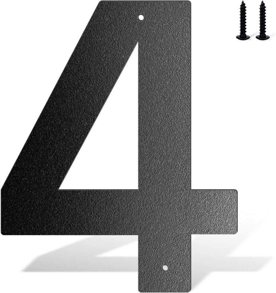 Black 6 Inch x 3 Modern Metal House Number, 4 Count