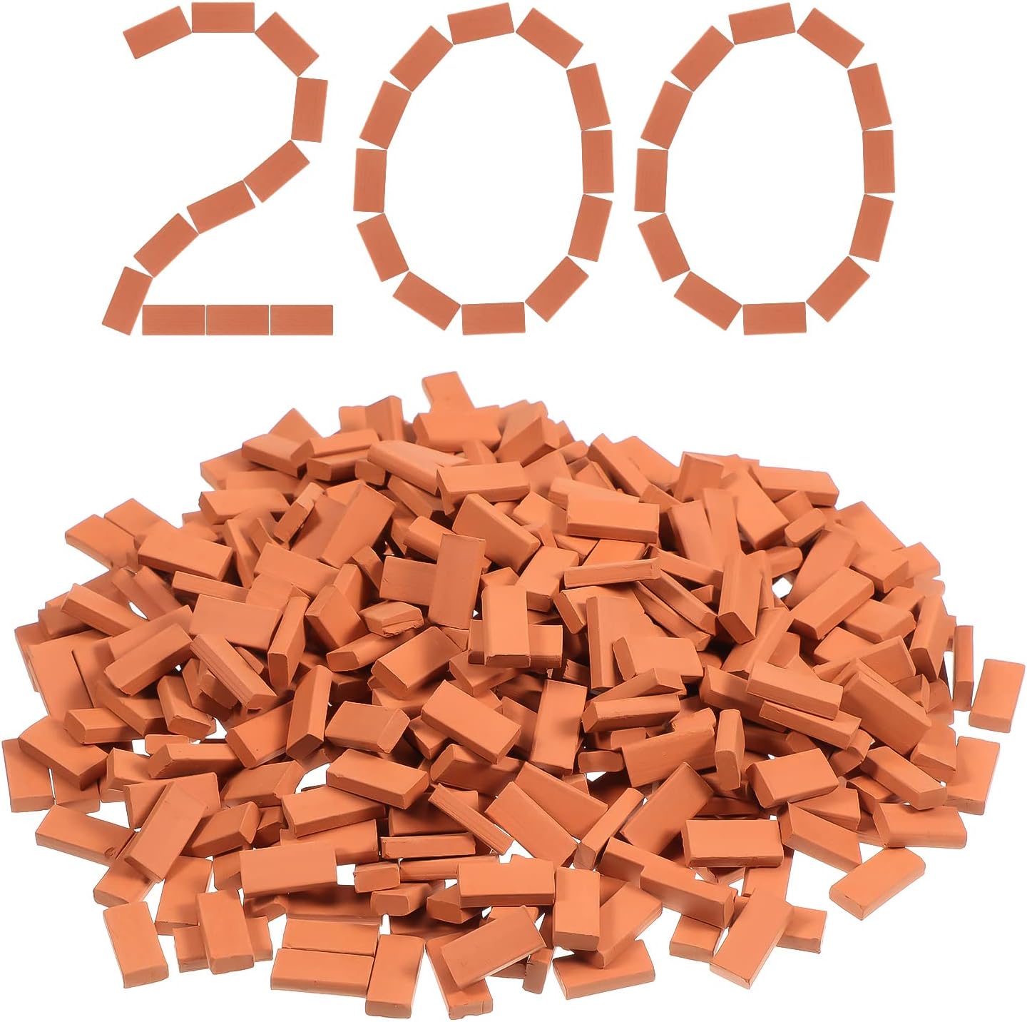Civaner 200 Pcs Mini Bricks for Landscaping Small Miniature Tiny Model Wall Bricks for Crafts Realistic Fake Blocks for Dollhouse Garden Accessories, 1/35 Scale