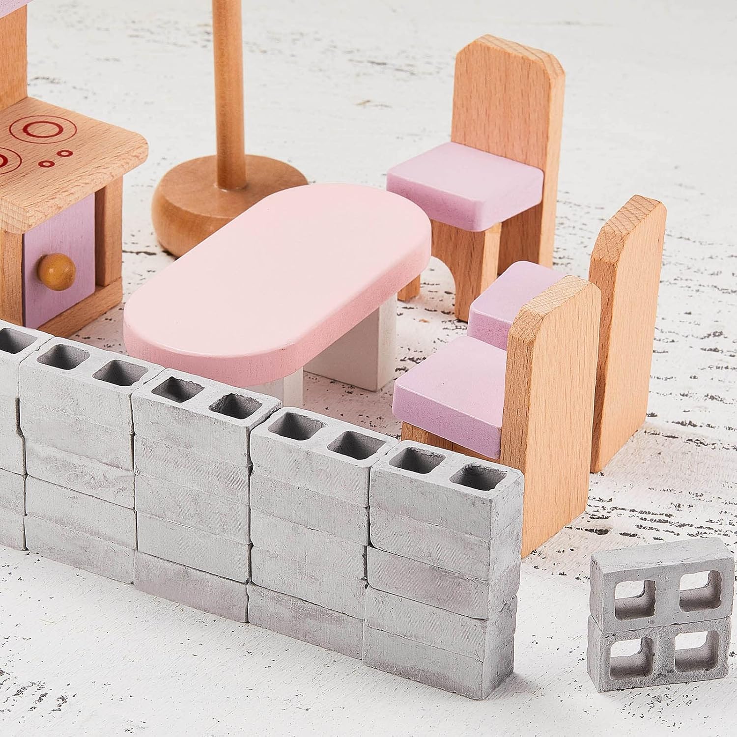Civaner 50 Pcs Miniature 1/12 Scale Mini Bricks Concrete Tiny Dollhouse Accessories for Kitchen Garden Landscaping Model Architect Buildings DIY Construction Office Desk Toys Supplies (Gray-Square)