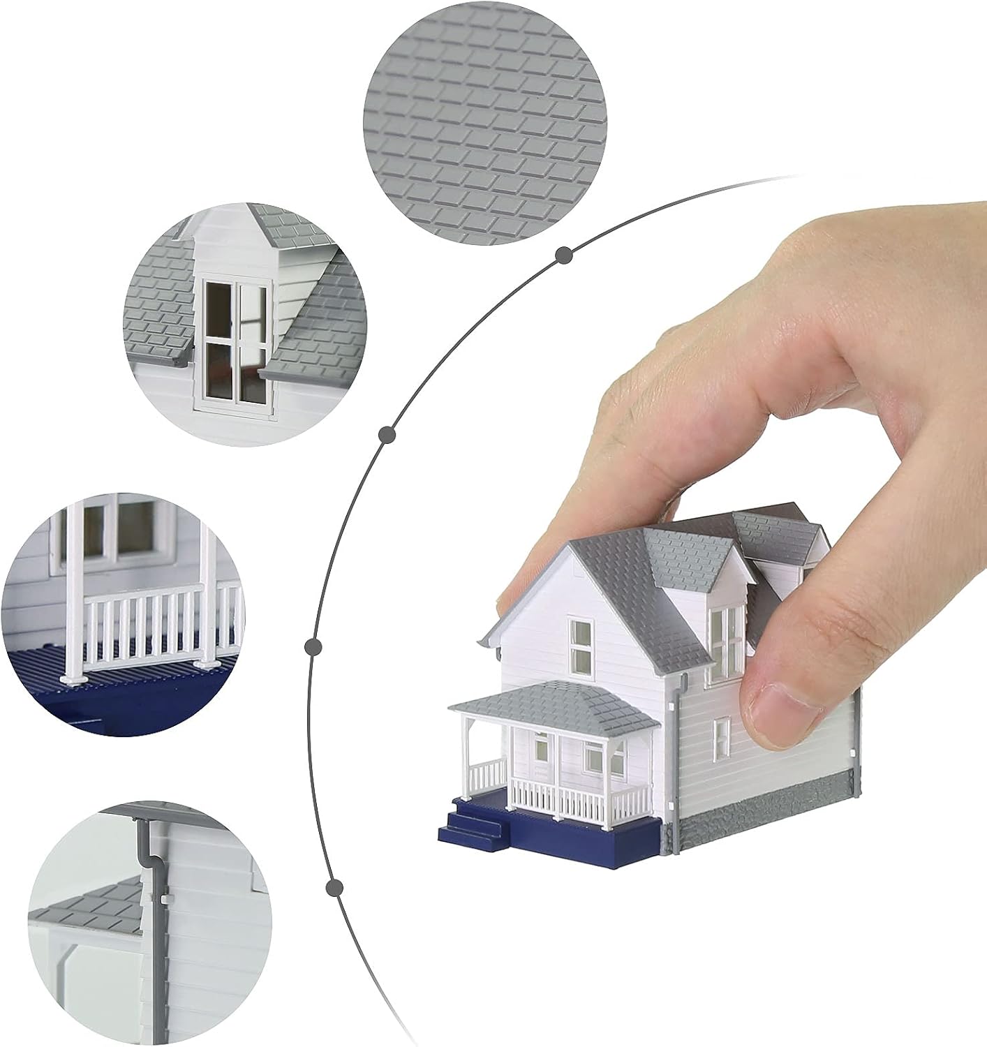 N Scale Model Building 1:160 Residential Modern House Assembled Architectural for Model Train Layout Diorama JZN01 (Mix Colors(3pcs))