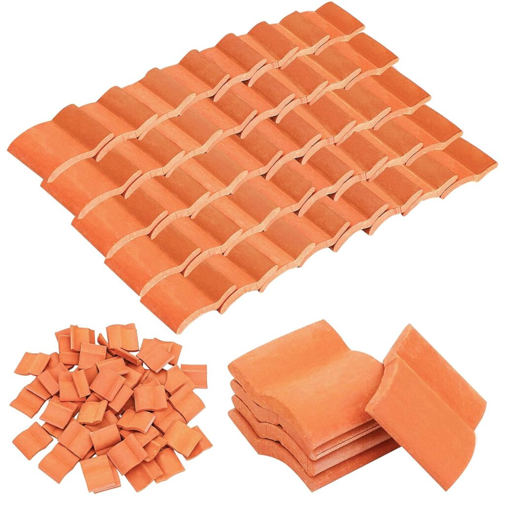 ONEST 240 Pieces Miniature Roof Tiles Model Building Set Dollhouse Clay Roof Tiles for Model Fake Landscape Accessories Crafts Project Shed DIY Kitchen Garden Diorama Roofing