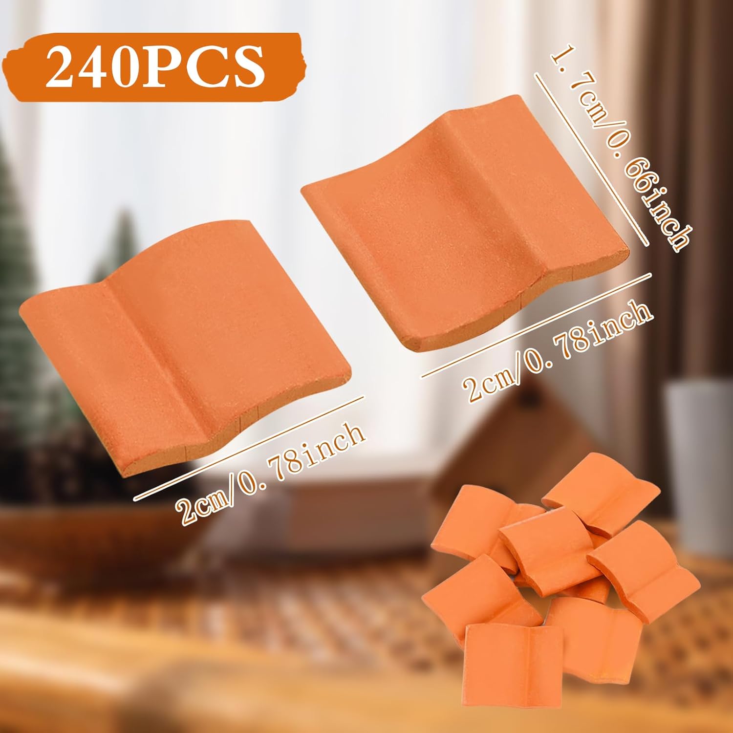 ONEST 240 Pieces Miniature Roof Tiles Model Building Set Dollhouse Clay Roof Tiles for Model Fake Landscape Accessories Crafts Project Shed DIY Kitchen Garden Diorama Roofing