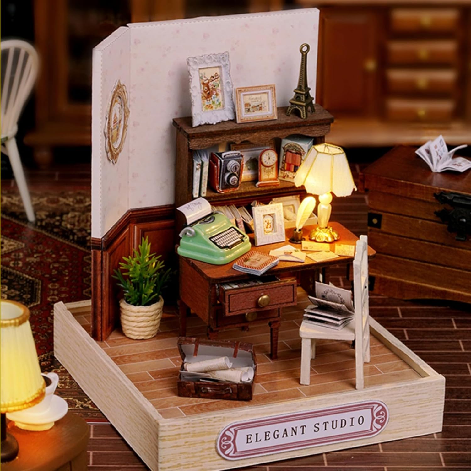 OZJAY DIY Miniature House Kit, Mini House Building Kit with LED, DIY Wooden Dollhouse Miniature Kit for Adults Teen, Wooden Crafts Lovely Dollhouse Kit, Jenny Greenhouse