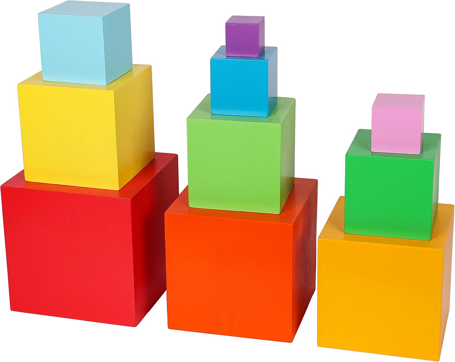 TOWO Wooden Stacking Boxes-Nesting and Sorting Cups Blocks for Toddlers-Stacking Cubes Educational Learning Toys for 2 Years Old Montessori Materials