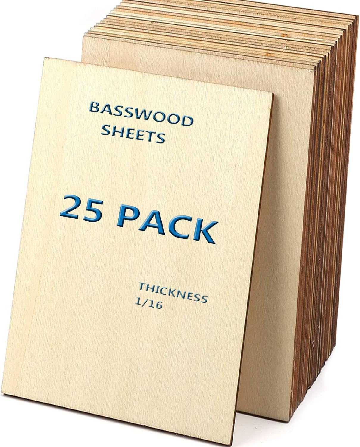 Unfinished Basswood Sheets, 25 Pcs - 1/16 Thick, Perfect for DIY Projects, Painting, Drawing, Laser, Wood Engraving, Wood Burning  CNC Cutting (150x100x1.5mm)