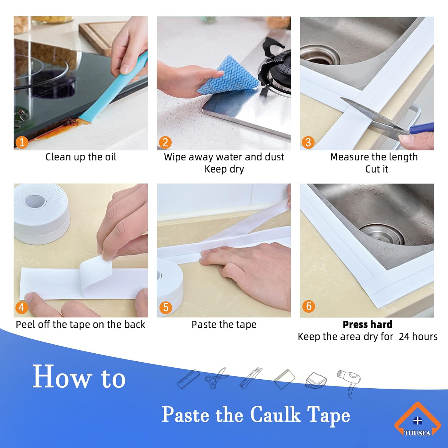 White Caulk Tape for Bath  Kitchen,Caulking Tape for Bathroom Caulking White Self Adhesive Caulk Strip,tub Surround,Toilet Bowl Stick on Gel,Kitchen Countertop (1.5in x 10.5ft)