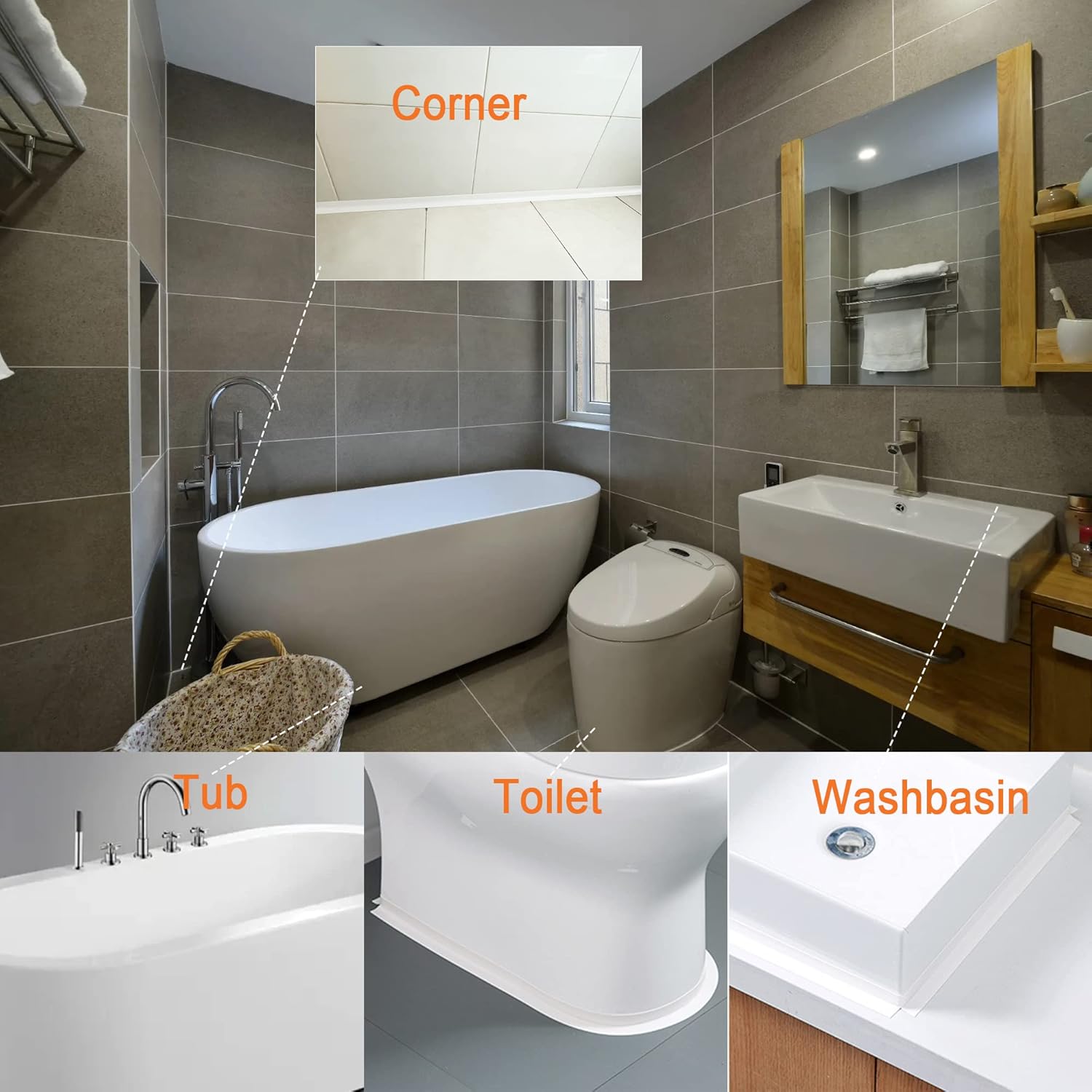 White Caulk Tape for Bath  Kitchen,Caulking Tape for Bathroom Caulking White Self Adhesive Caulk Strip,tub Surround,Toilet Bowl Stick on Gel,Kitchen Countertop (1.5in x 10.5ft)
